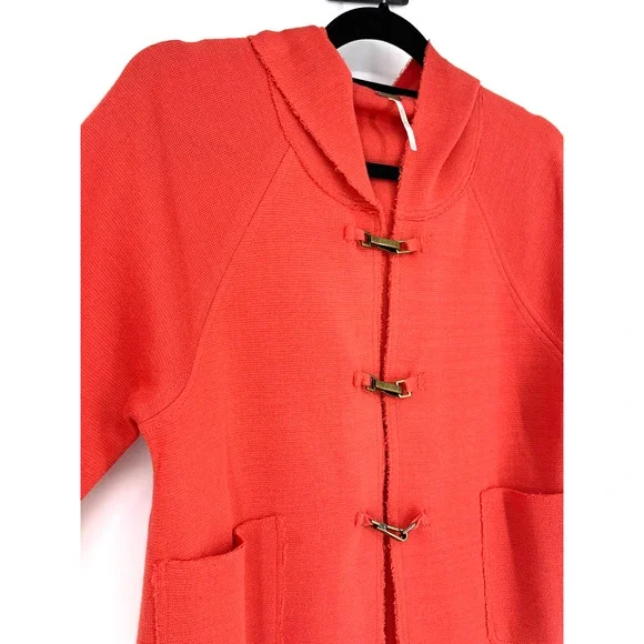 Free People Wool & Cotton Hooded Sweater Jacket Size L - Picture 3 of 6